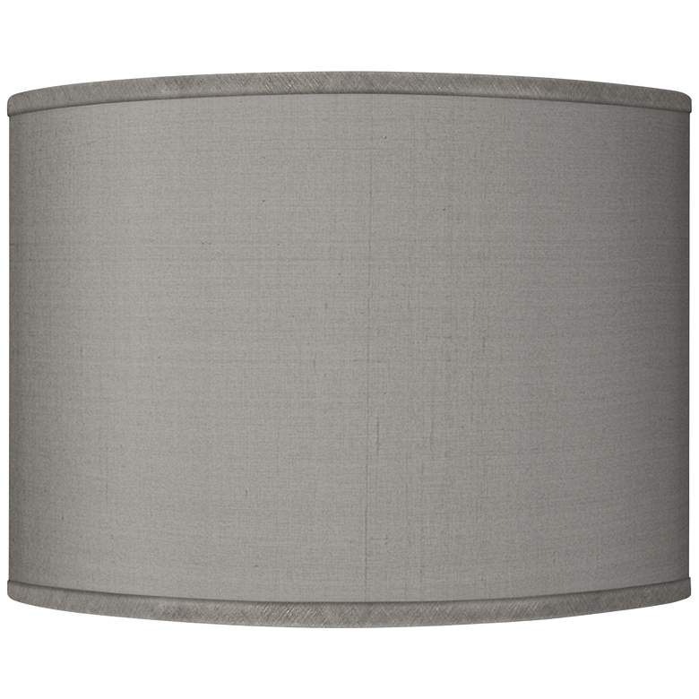 Image 1 Possini Euro Gray Faux Silk Drum Lamp Shade 15.5x15.5x11 (Spider)