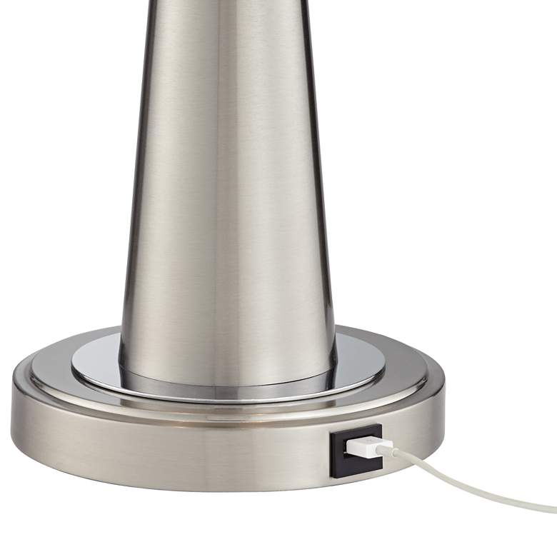 Image 5 Possini Euro Gray Faux Silk Vicki Brushed Nickel USB Table Lamps Set of 2 more views