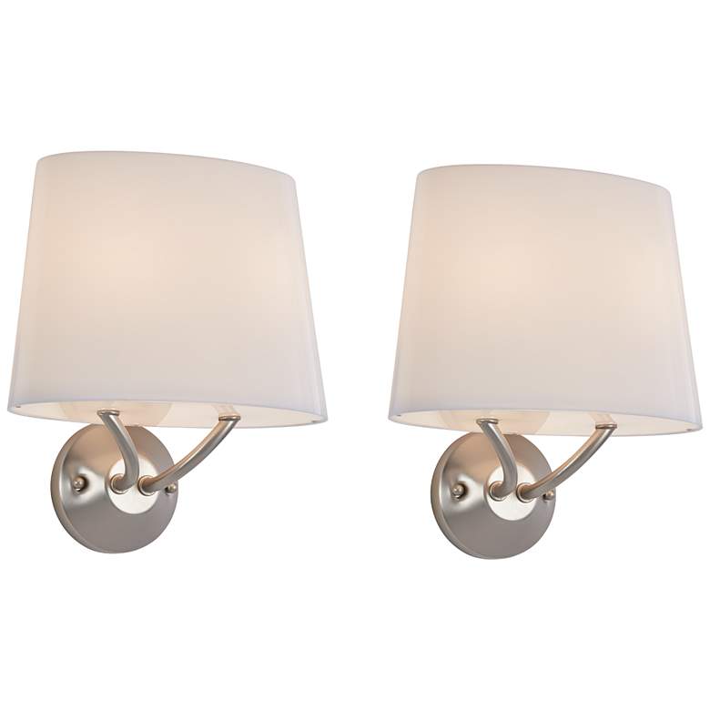Image 1 Possini Euro Grenfell 11 3/4" High Brushed Nickel Wall Sconce Set of 2
