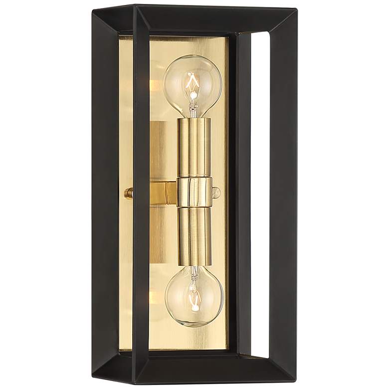 Image 1 Possini Euro Gretna 12"H Boxed Black and Gold Wall Sconce