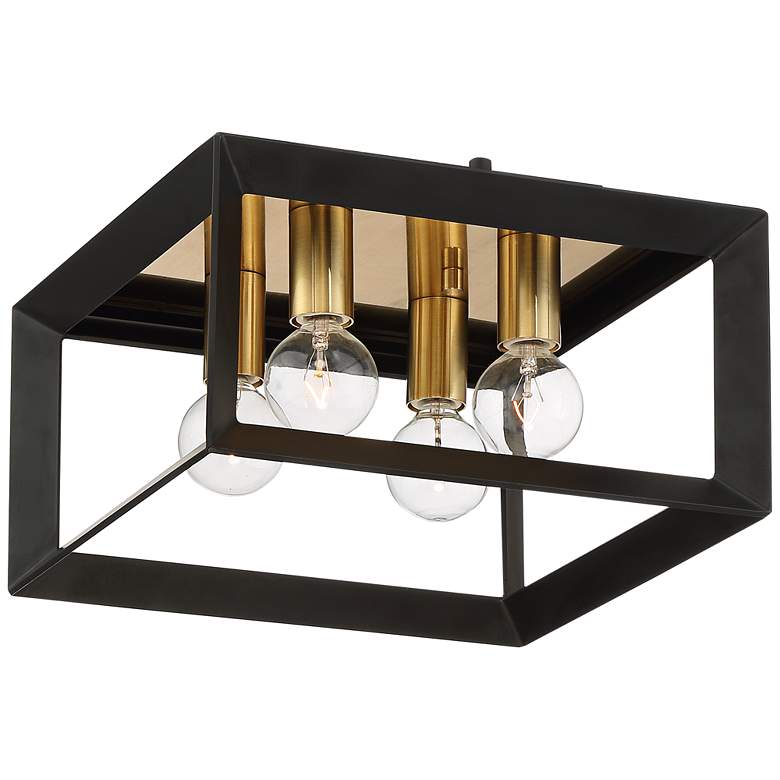 Image 2 Possini Euro Gretna Boxed 10 inch Wide Modern Black and Gold Ceiling Light