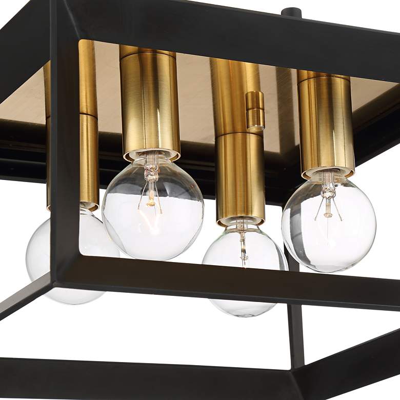 Image 3 Possini Euro Gretna Boxed 10 inch Wide Modern Black and Gold Ceiling Light more views