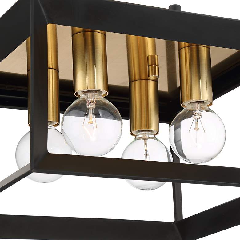 Image 3 Possini Euro Gretna Boxed 10" Wide Modern Black and Gold Ceiling Light more views