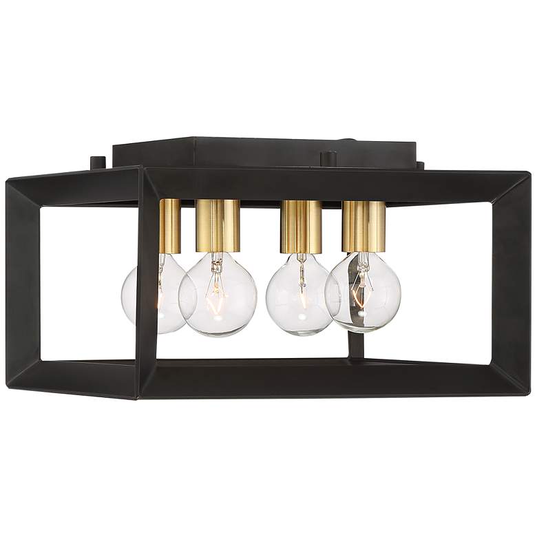 Image 4 Possini Euro Gretna Boxed 10 inch Wide Modern Black and Gold Ceiling Light more views