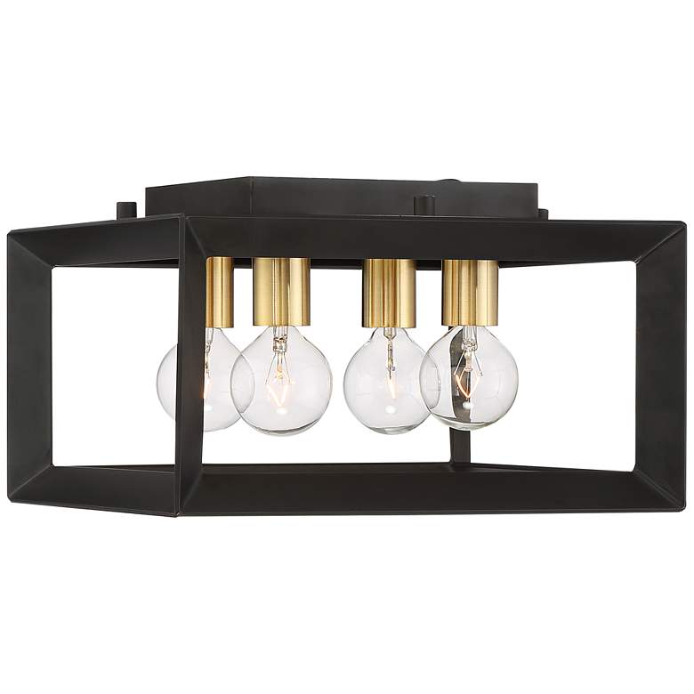 Image 4 Possini Euro Gretna Boxed 10" Wide Modern Black and Gold Ceiling Light more views