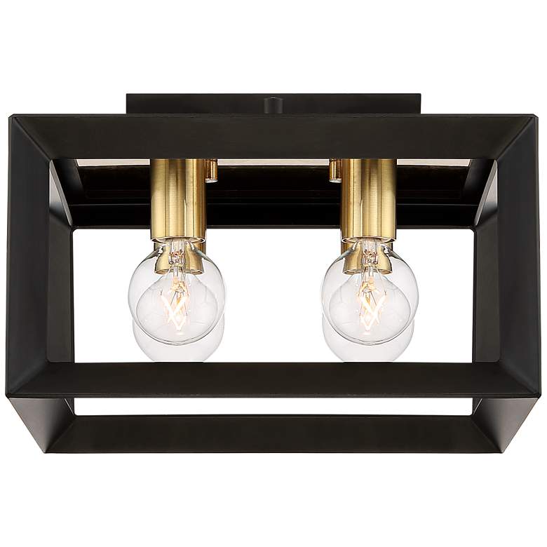 Image 5 Possini Euro Gretna Boxed 10 inch Wide Modern Black and Gold Ceiling Light more views