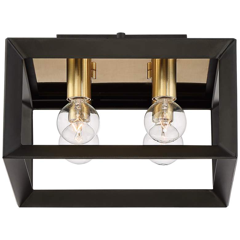 Image 6 Possini Euro Gretna Boxed 10 inch Wide Modern Black and Gold Ceiling Light more views