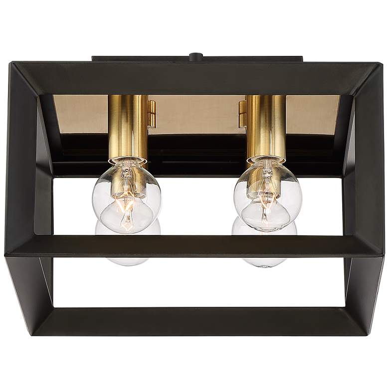 Image 6 Possini Euro Gretna Boxed 10" Wide Modern Black and Gold Ceiling Light more views