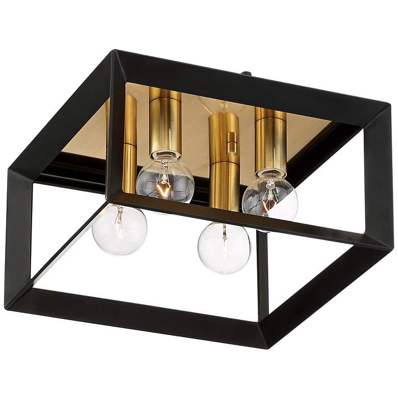 Image 7 Possini Euro Gretna Boxed 10" Wide Modern Black and Gold Ceiling Light more views