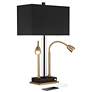 Possini Euro Griffin Modern Lamp with Gooseneck Lights USB Ports and Outlet