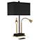 Possini Euro Griffin Modern Lamp with Gooseneck Lights USB Ports and Outlet