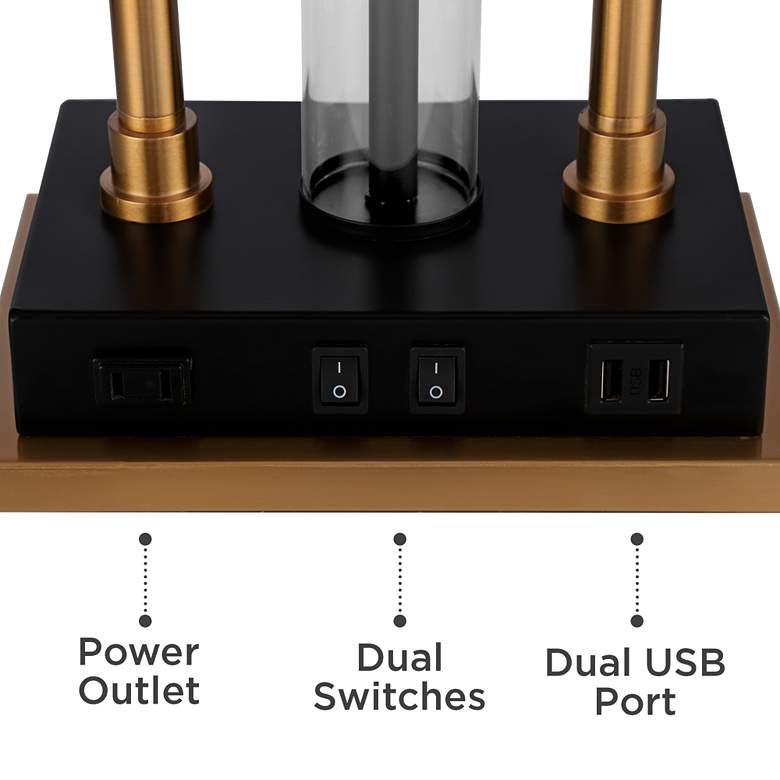 Image 5 Possini Euro Griffin Modern Lamp with Gooseneck Lights USB Ports and Outlet more views