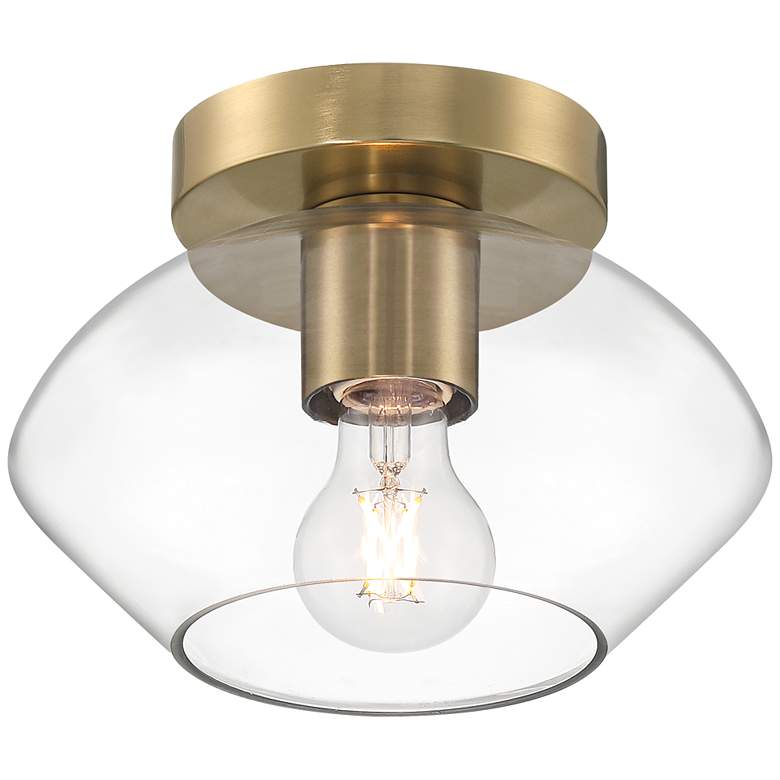 Image 2 Possini Euro Gustin 8 3/4" W Antique Brass Clear Glass Ceiling Light