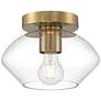 Possini Euro Gustin 8 3/4" W Antique Brass Clear Glass Ceiling Light