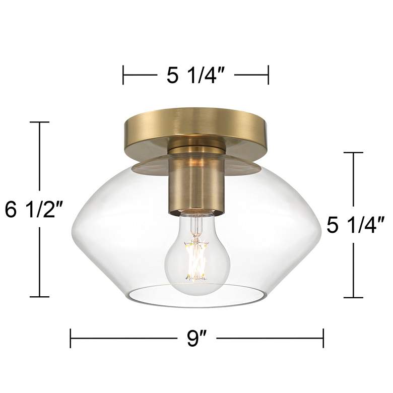 Image 6 Possini Euro Gustin 8 3/4 inch W Antique Brass Clear Glass Ceiling Light more views