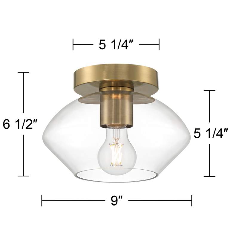 Image 6 Possini Euro Gustin 8 3/4" W Antique Brass Clear Glass Ceiling Light more views