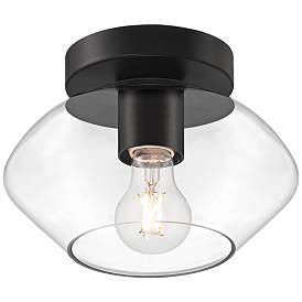 Image2 of Possini Euro Gustin 8 3/4" Wide Black Clear Glass Ceiling Light