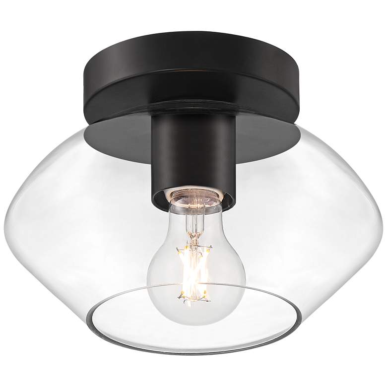 Image 2 Possini Euro Gustin 8 3/4" Wide Black Clear Glass Ceiling Light