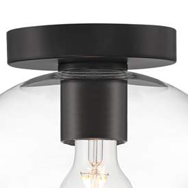 Image3 of Possini Euro Gustin 8 3/4" Wide Black Clear Glass Ceiling Light more views