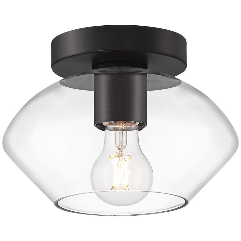 Image 4 Possini Euro Gustin 8 3/4" Wide Black Clear Glass Ceiling Light more views