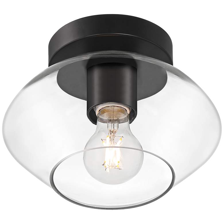Image 5 Possini Euro Gustin 8 3/4" Wide Black Clear Glass Ceiling Light more views