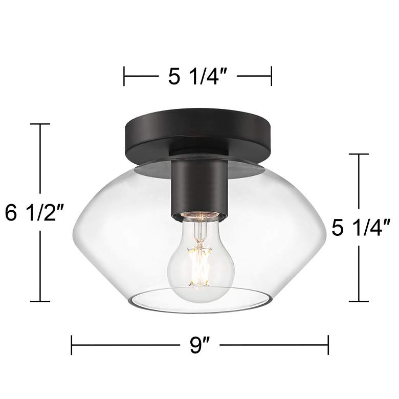 Image 6 Possini Euro Gustin 8 3/4 inch Wide Black Clear Glass Ceiling Light more views