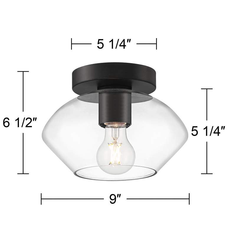 Image 6 Possini Euro Gustin 8 3/4" Wide Black Clear Glass Ceiling Light more views