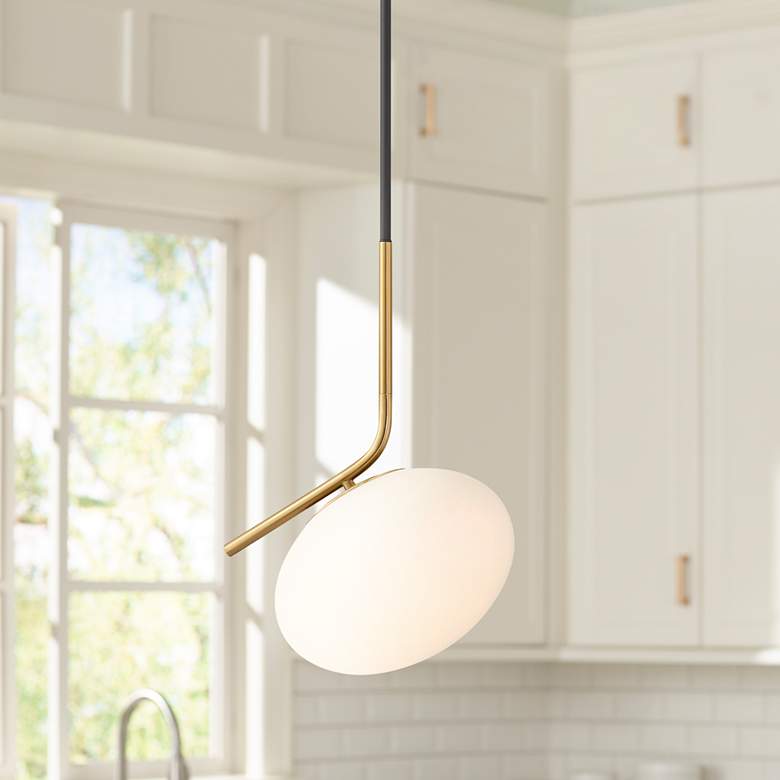 Image 1 Possini Euro Gwynn 12" Wide Black and Gold Mini Pendant