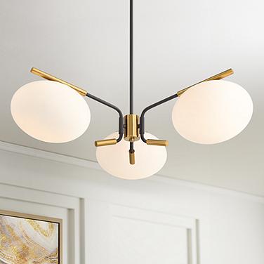 Possini Euro Gwynn 26 1/2" Black and Gold 3-Light Modern Chandelier