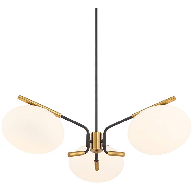 Image 2 Possini Euro Gwynn 26 1/2" Black and Gold 3-Light Modern Chandelier