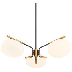 Possini Euro Gwynn 26 1/2" Black and Gold 3-Light Modern Chandelier