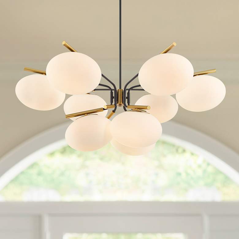 Image 1 Possini Euro Gwynn 42"W Black and Gold 9-Light Chandelier