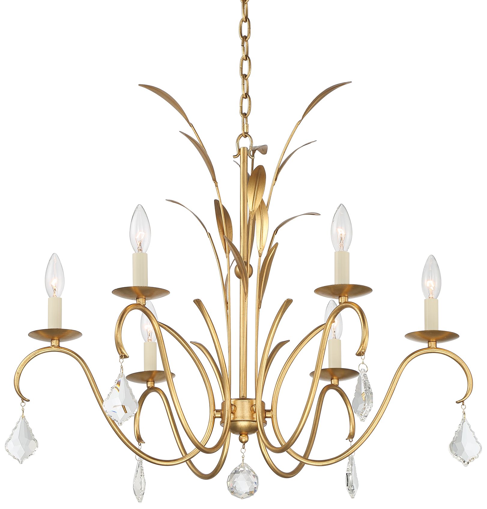 Possini Euro Gypsum 27 3/4"W Gold Leaf 6-Light Chandelier