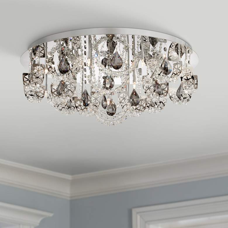 Image 1 Possini Euro Half Rings 25" Wide Crystal Ceiling Light