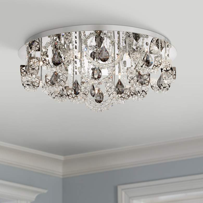 Image 1 Possini Euro Half Rings 25 inch Wide Crystal Ceiling Light