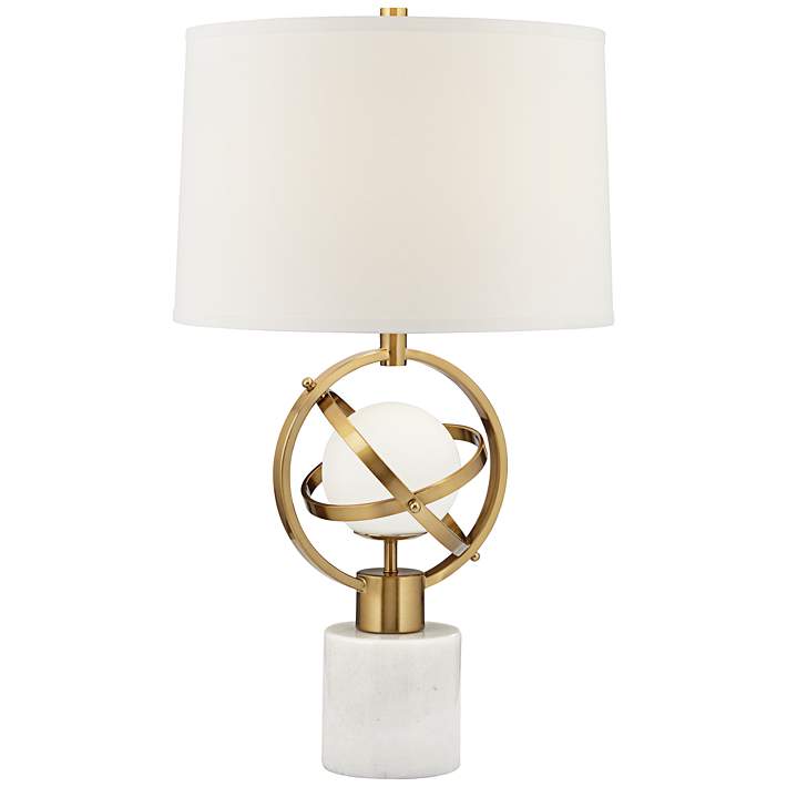 Euro Halley Marble and Gold Astro Globe Table Lamp with Night Light - | Lamps