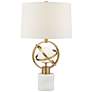 Possini Euro Halley Marble and Gold Astro Globe Table Lamp with Night Light in scene