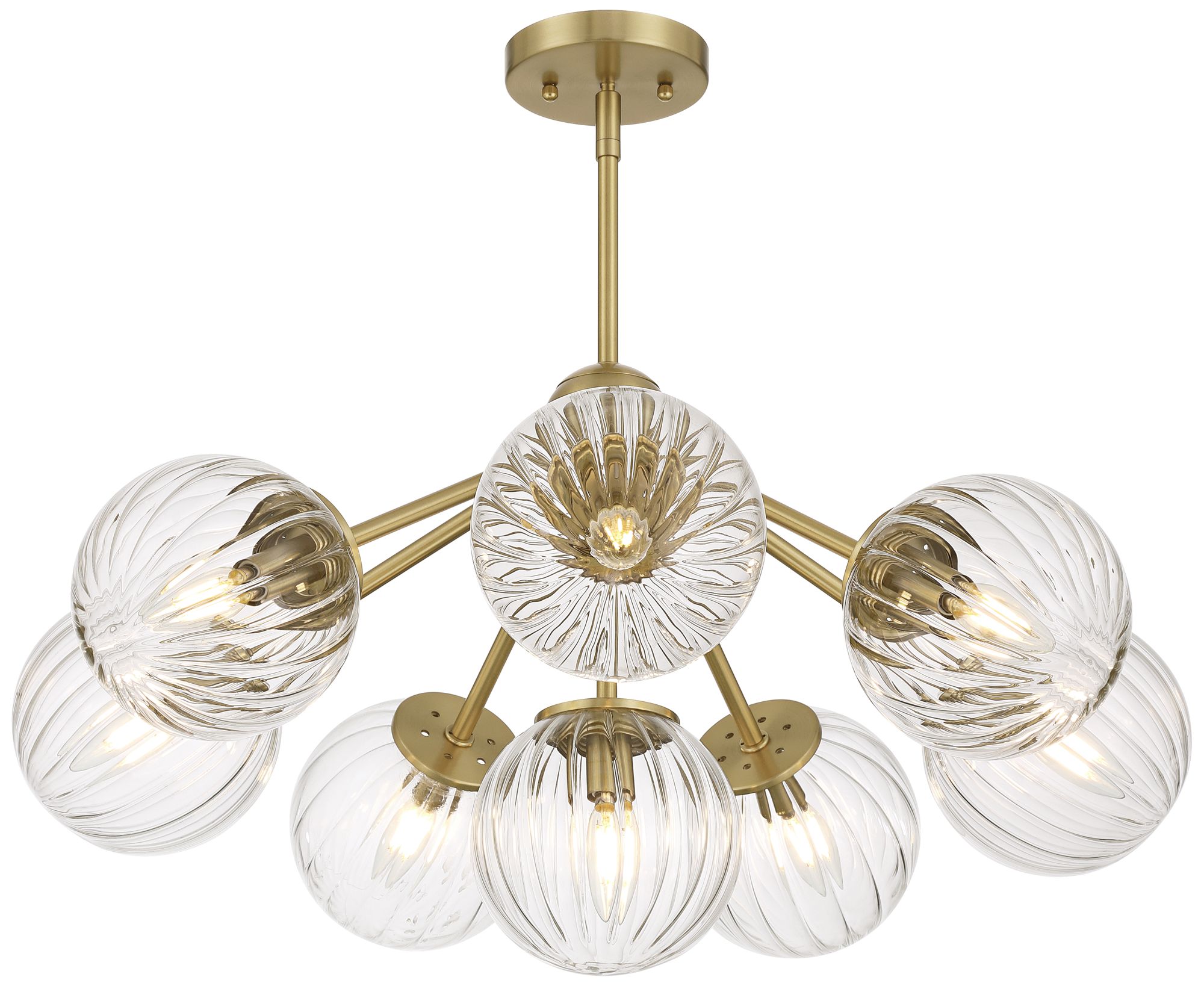 Possini Euro Halloran 28" Wide Brass and Glass 8-Light Pendant Light