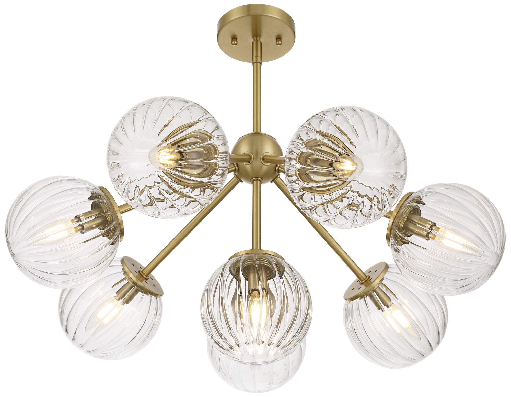 Possini Euro Halloran 28" Wide Brass and Glass 8-Light Pendant Light