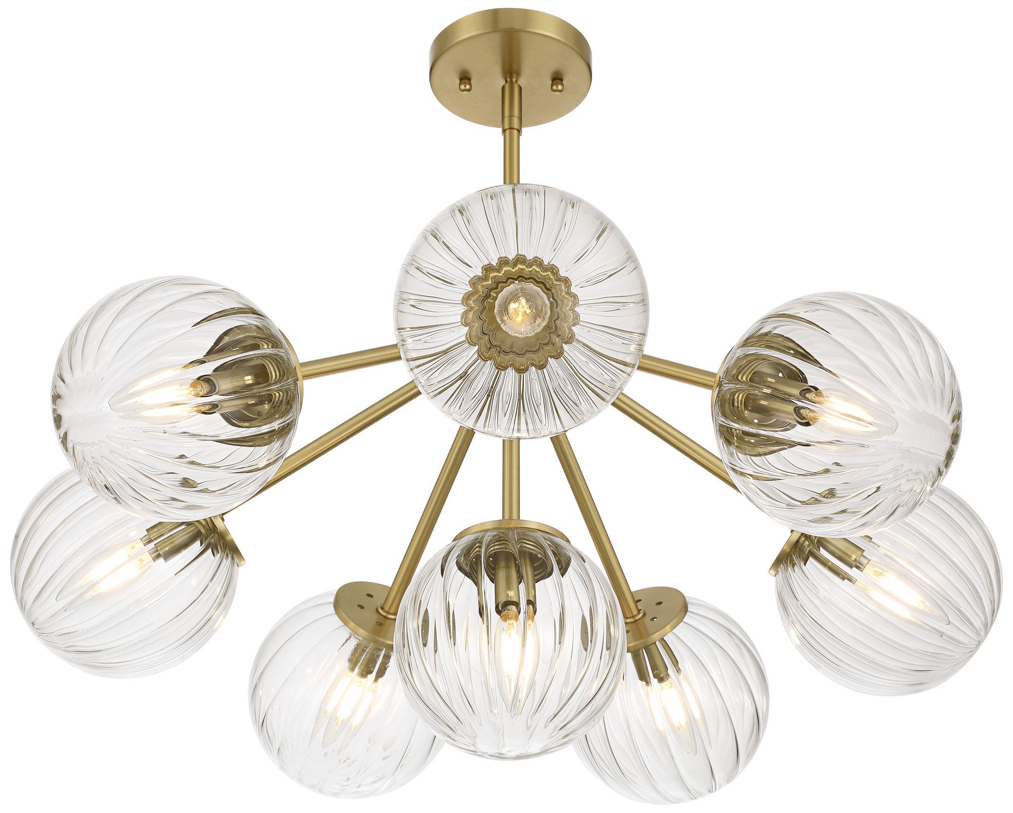 Possini Euro Halloran 28" Wide Brass and Glass 8-Light Pendant Light