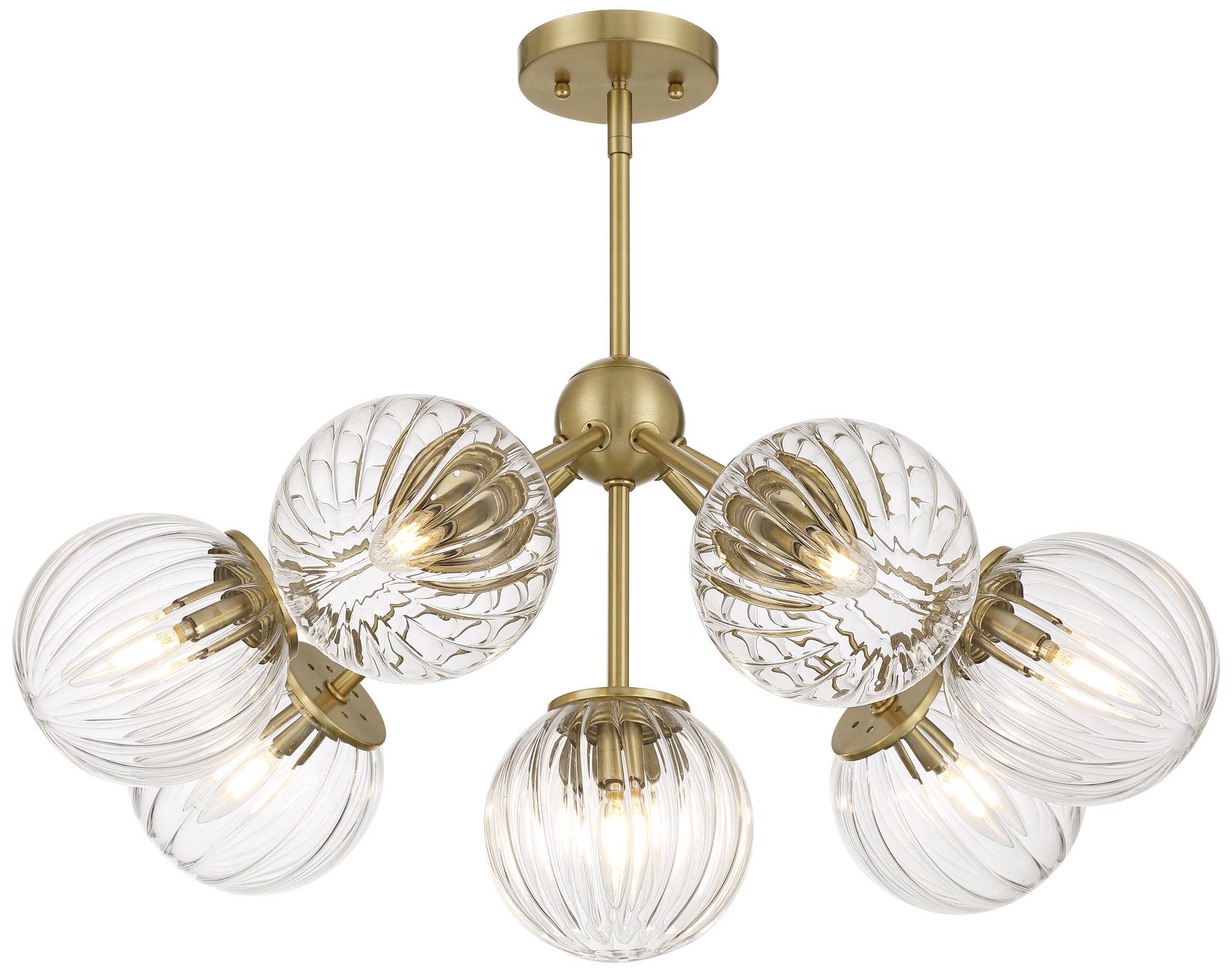 Image 3 Possini Euro Halloran 28"W Brass Fluted Glass 8-Light Pendant Light