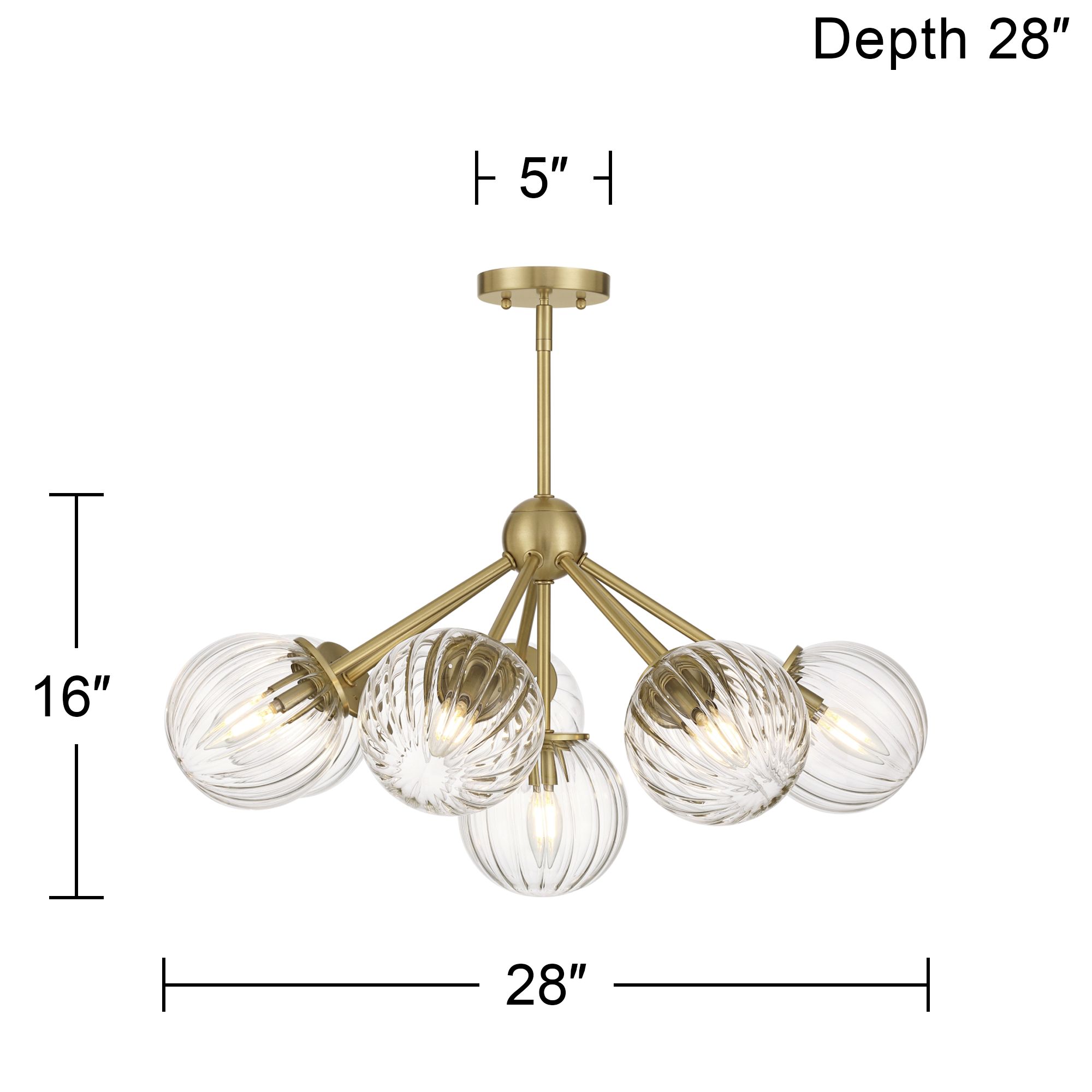 Possini Euro Halloran 28"W Brass Fluted Glass 8-Light Pendant Light in scene