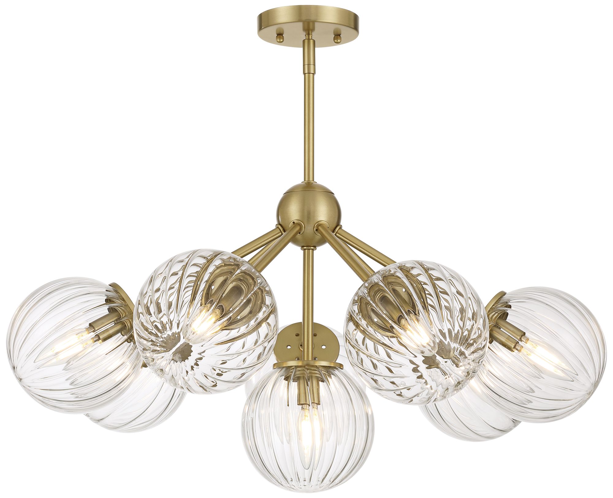 Possini Euro Halloran 28"W Brass Fluted Glass 8-Light Pendant Light in scene