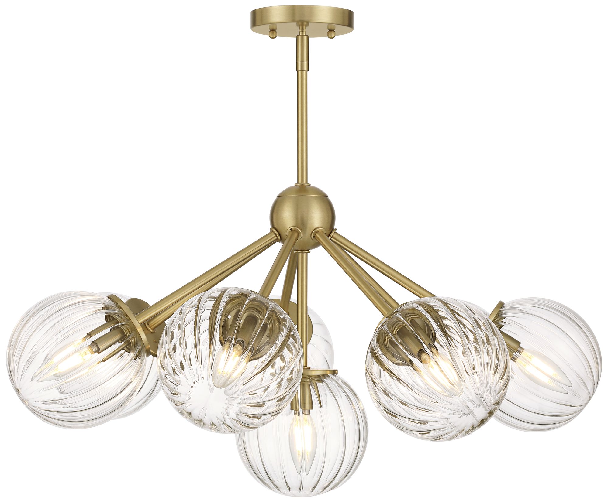 Possini Euro Halloran 28"W Brass Fluted Glass 8-Light Pendant Light in scene