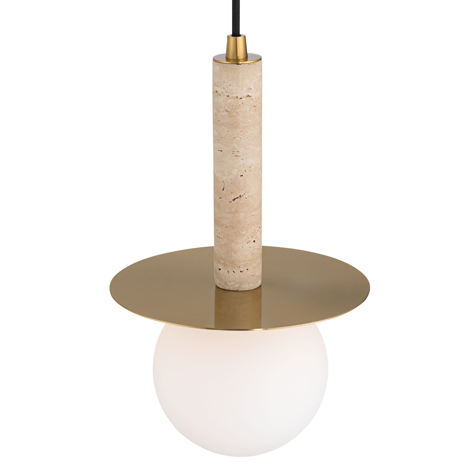 Image 4 Possini Euro Halovar 8 1/2"W Brass Travertine LED Mini Pendant Light more views