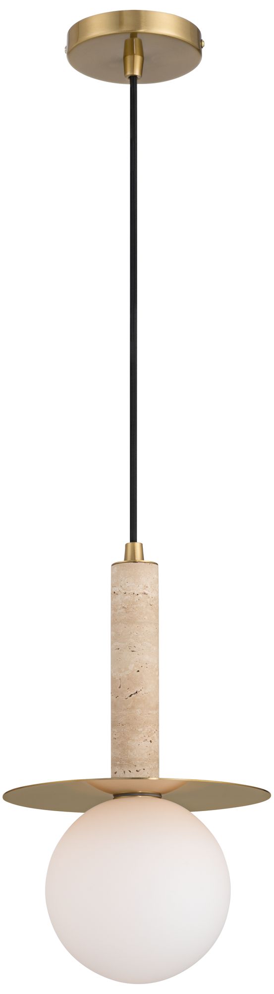 Watch A Video About the Possini Euro Halovar Brass Travertine LED Mini Pendant Light