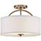Possini Euro Halsted 15" Brass with White Linen Shade Ceiling Light