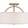 Possini Euro Halsted 15" Brass with White Linen Shade Ceiling Light