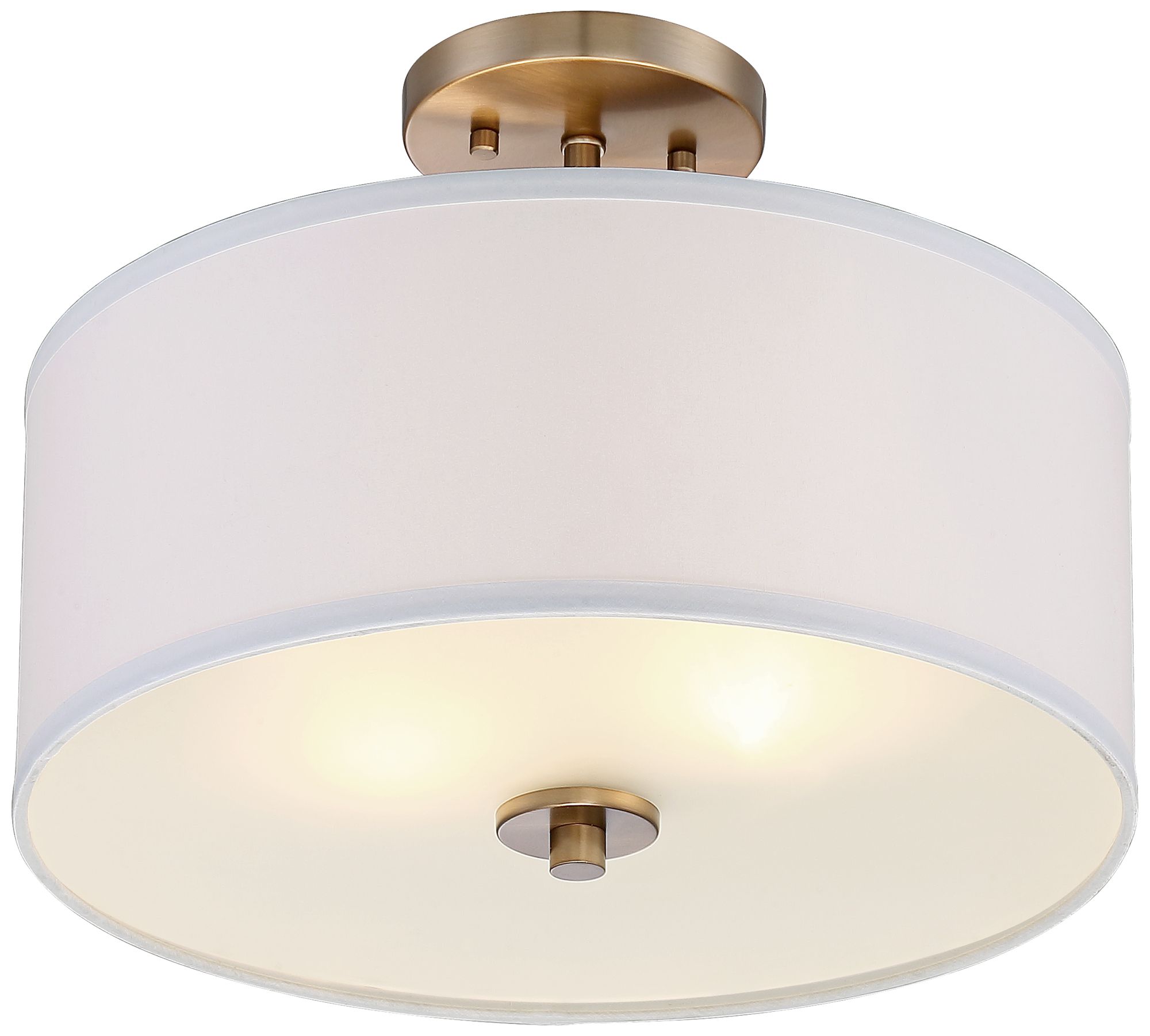 Possini Euro Halsted 15" Brass with White Linen Shade Ceiling Light in scene