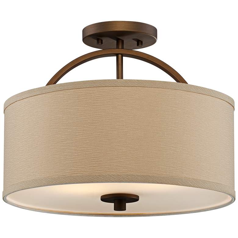 Image 2 Possini Euro Halsted 15" Wide Brushed Bronze Ceiling Light